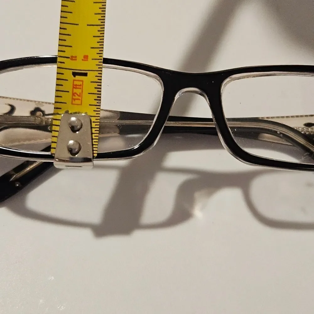 Vintage Black and Rhinestone Rectangular Glasses